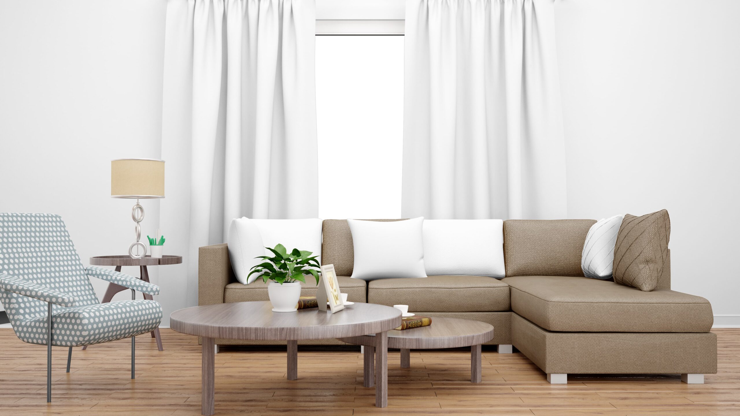 Living room style with Curtain
